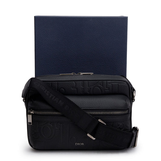 Christian Dior 2024 Black Leather Rider 2.0 Zipped Messenger Bag