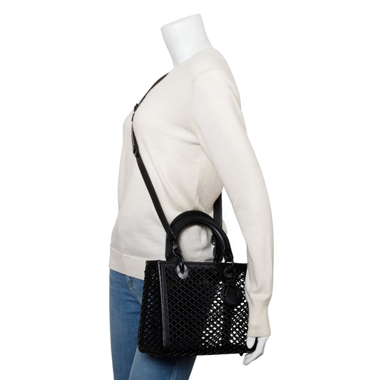 Christian Dior 2024 Black Leather So Black Medium Lady Dior Bag
