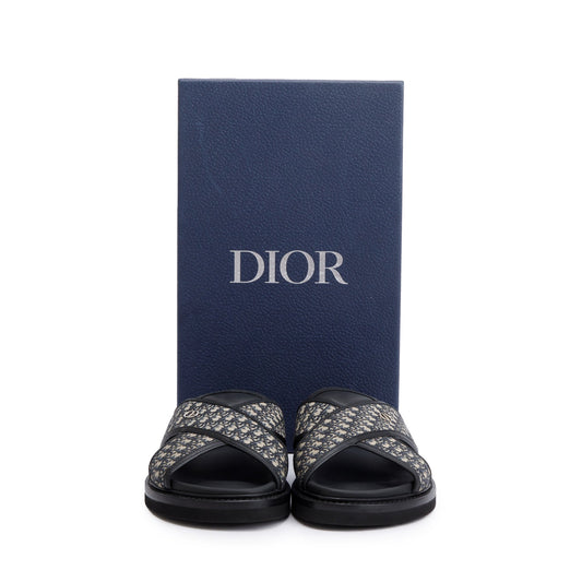 Christian Dior Beige & Black Oblique Jacquard Alias Sandal, Size 42