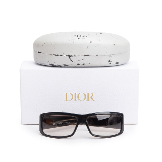 Christian Dior Black Acetate Crystal DiorSparkling Rectangular Sunglasses