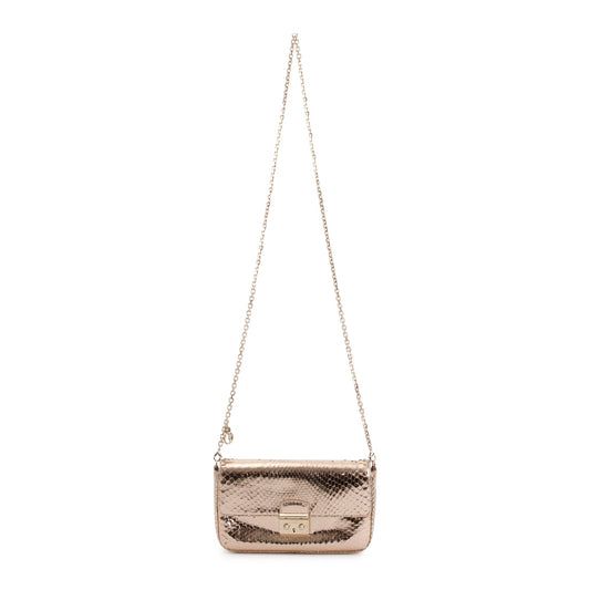 Christian Dior Metallic Gold Python Miss Dior Promenade Wallet on Chain