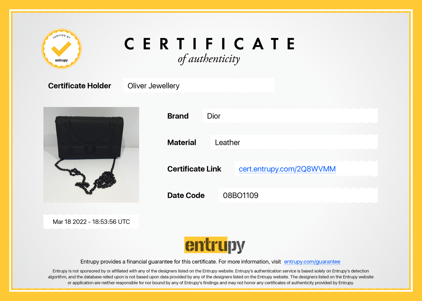 Christian Dior Ultramatte Stitched Cannage Diorama Wallet on Chain