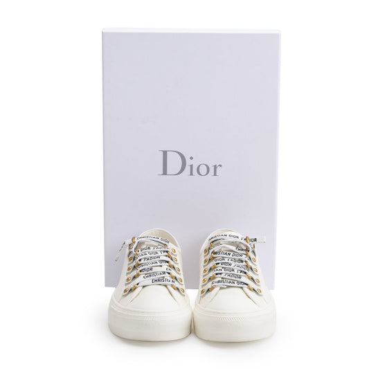 Christian Dior White Cotton Cavas Walk'N'Dior Sneakers, Size 36.5