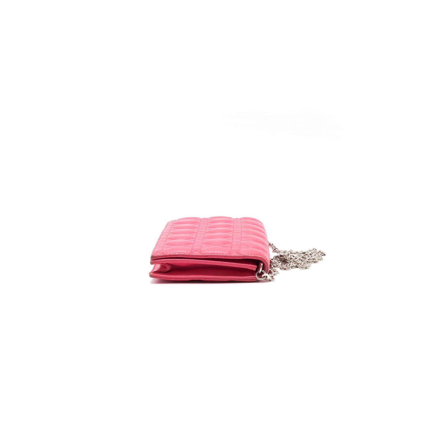 Luxury Dior Pink Cannage Quilted Leather Lady Luxury Dior Chain Clutch