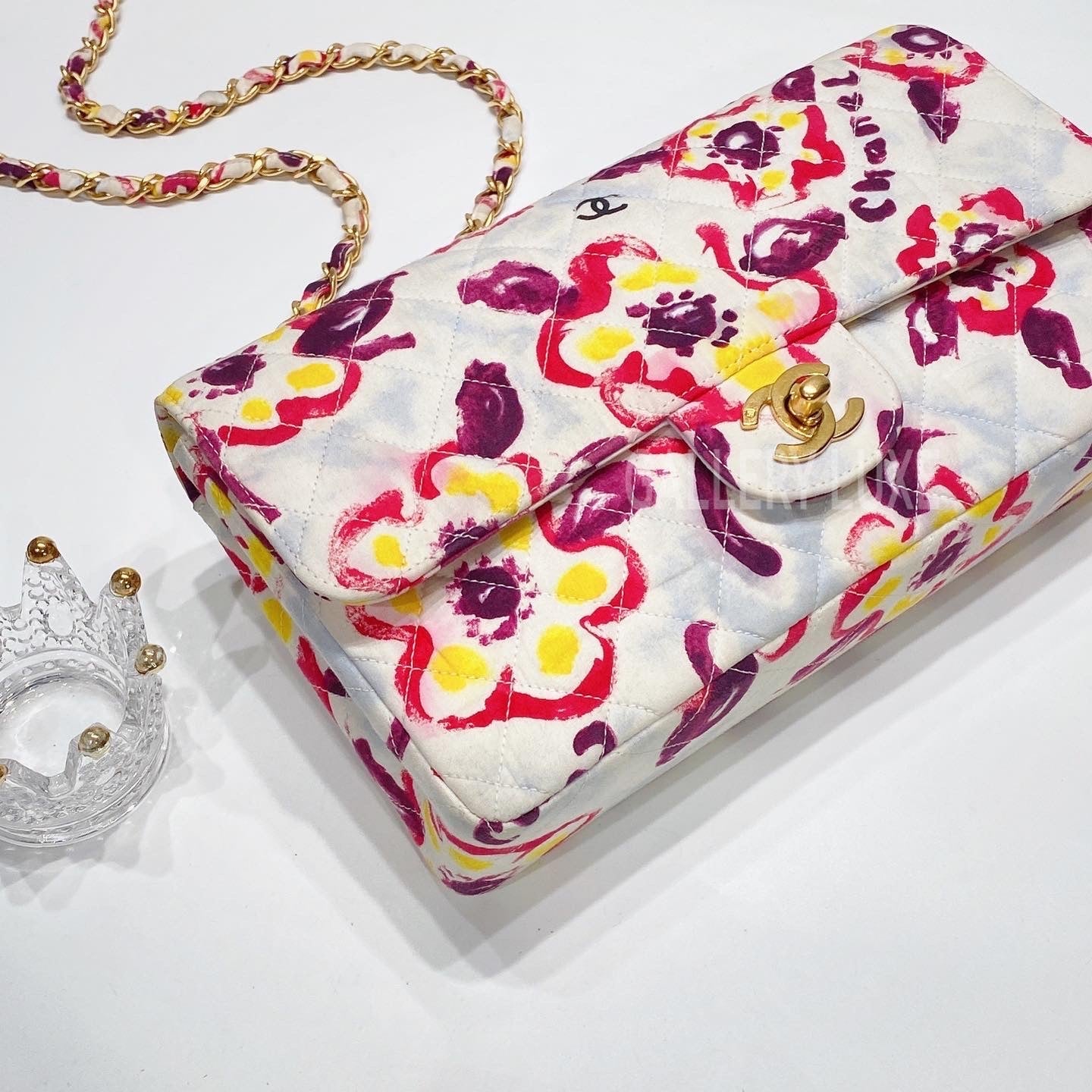 No.3353-Chanel Vintage Print Flower Flap Bag