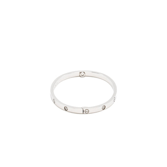 Cartier Size 15 Love Bracelet Small Model, White Gold 6 Diamonds