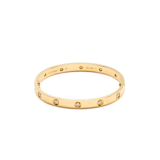 Cartier Size 17 Bracelet Yellow Gold, 10 Diamonds