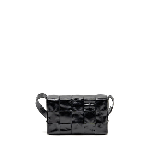 Bottega Veneta Cassette Messenger Bag Calfskin Black SHW