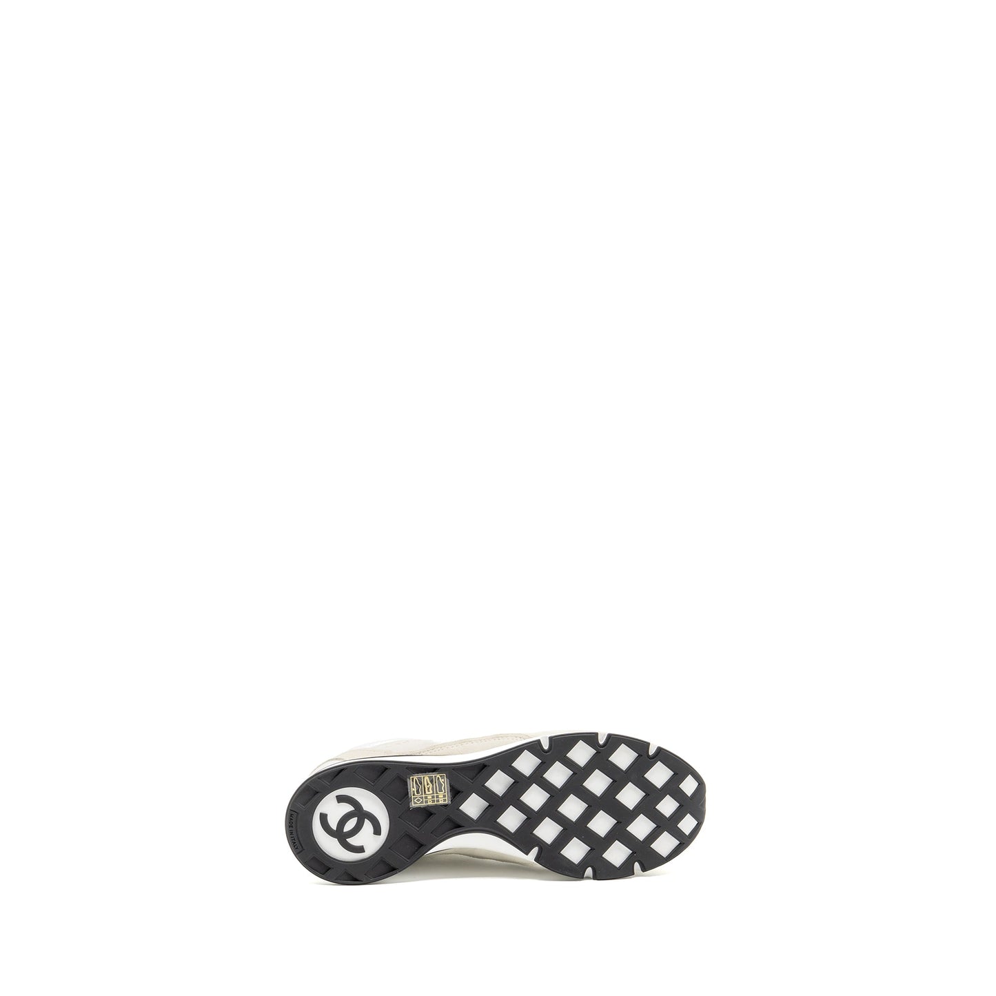 Chanel Size 36.5 CC Logo Sneaker Suede/Nylon/Calfskin White/Grey/Black