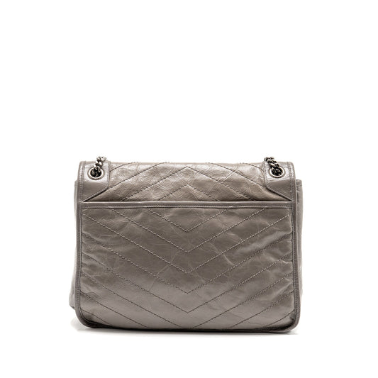 Saint Laurent / YSL Large Niki Bag Calfskin Grey SHW