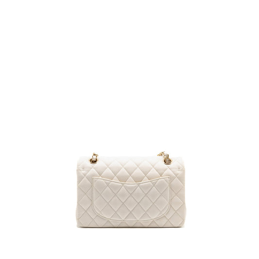 Chanel Small Classic Double Flap Bag Caviar White LGHW (Microchip)
