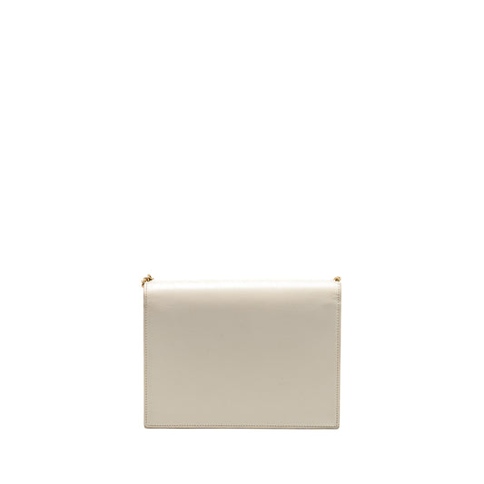 Saint Laurent/YSL Cassandra Chain Wallet Grained Calfskin Creamy White GHW