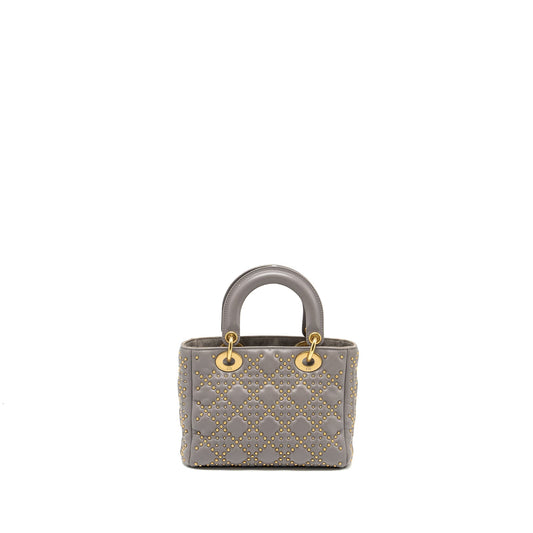 Luxury Dior Small Supple Lady Luxury Dior Studded Calfskin Grey GHW