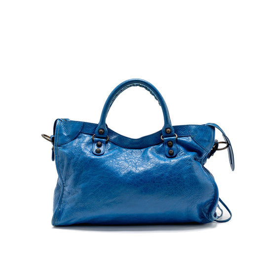 Balenciaga classic city bag Lambskin blue Ruthenium SHW