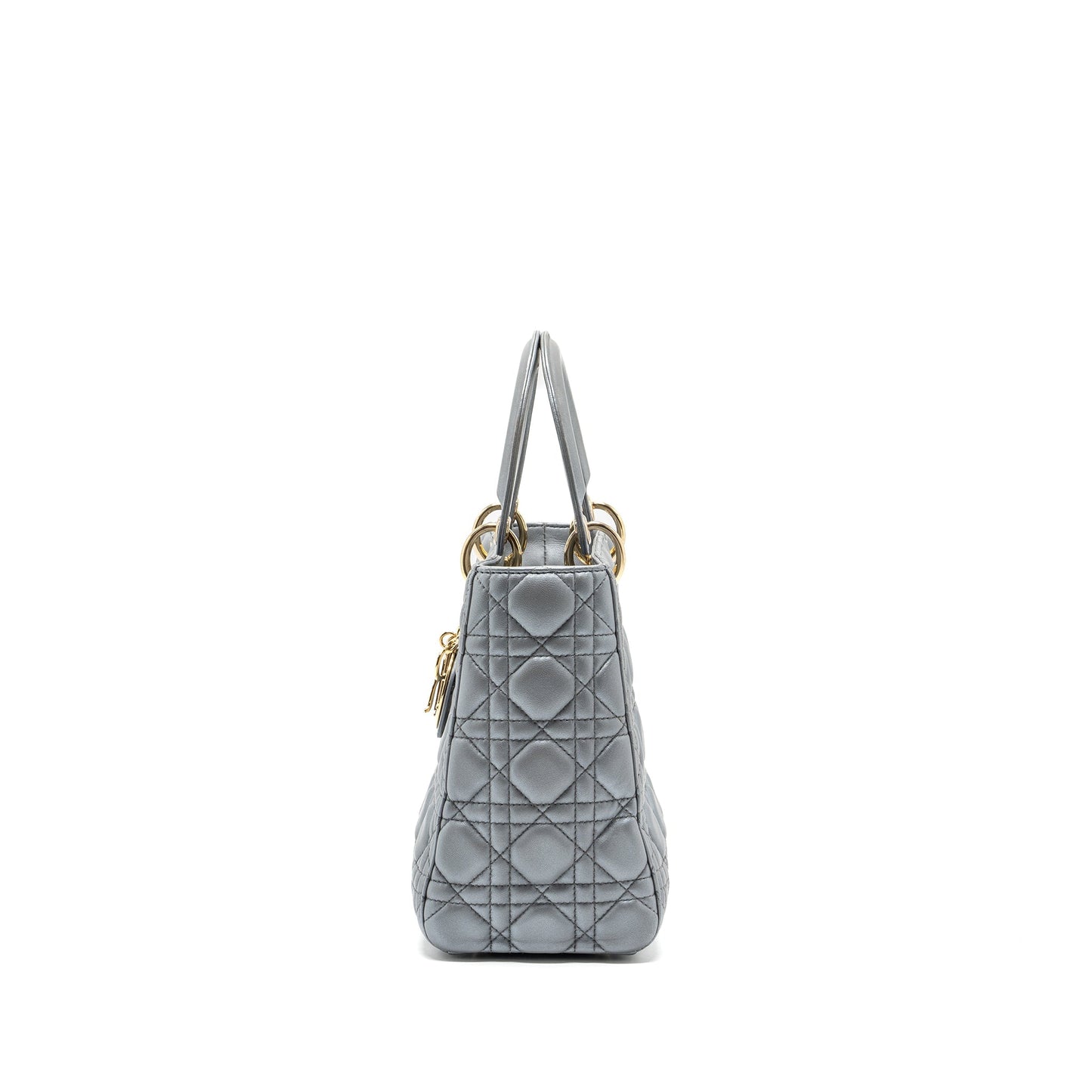 Luxury Dior Medium Lady Luxury Dior Lambskin Silver LGHW