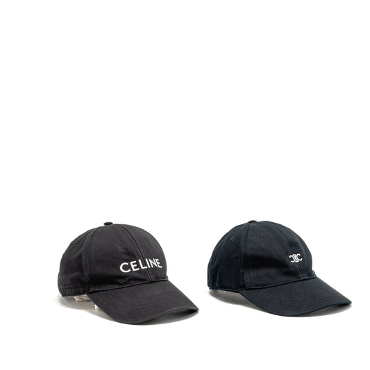 Celine Size S Triomphe and Letter Logo Baseball Cap Black (Sell in Set)