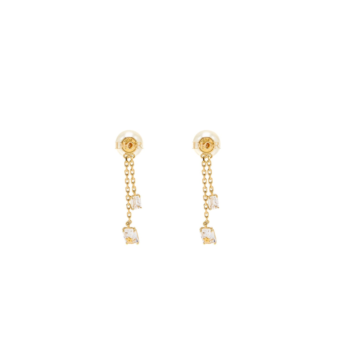 Luxury Dior Crystal Dropped Pearl Earrings Gold Tone