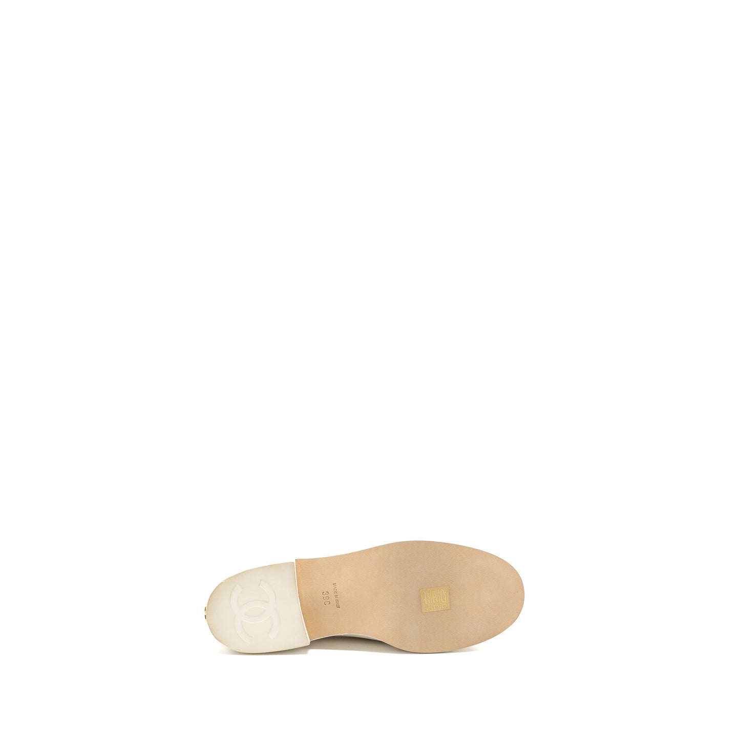 Chanel Size 39 loafer with charm leather white GHW