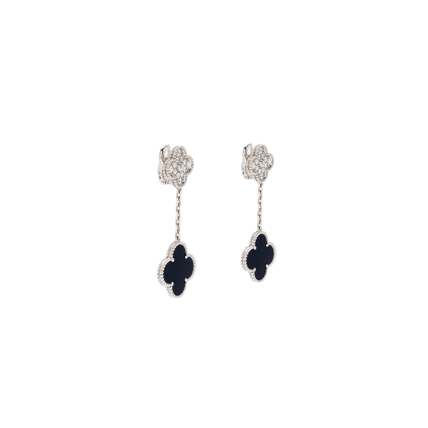 Van Cleef & Arpels Magic Alhambra 2-Motifs Earrings White Gold/ Onyx/ Diamonds