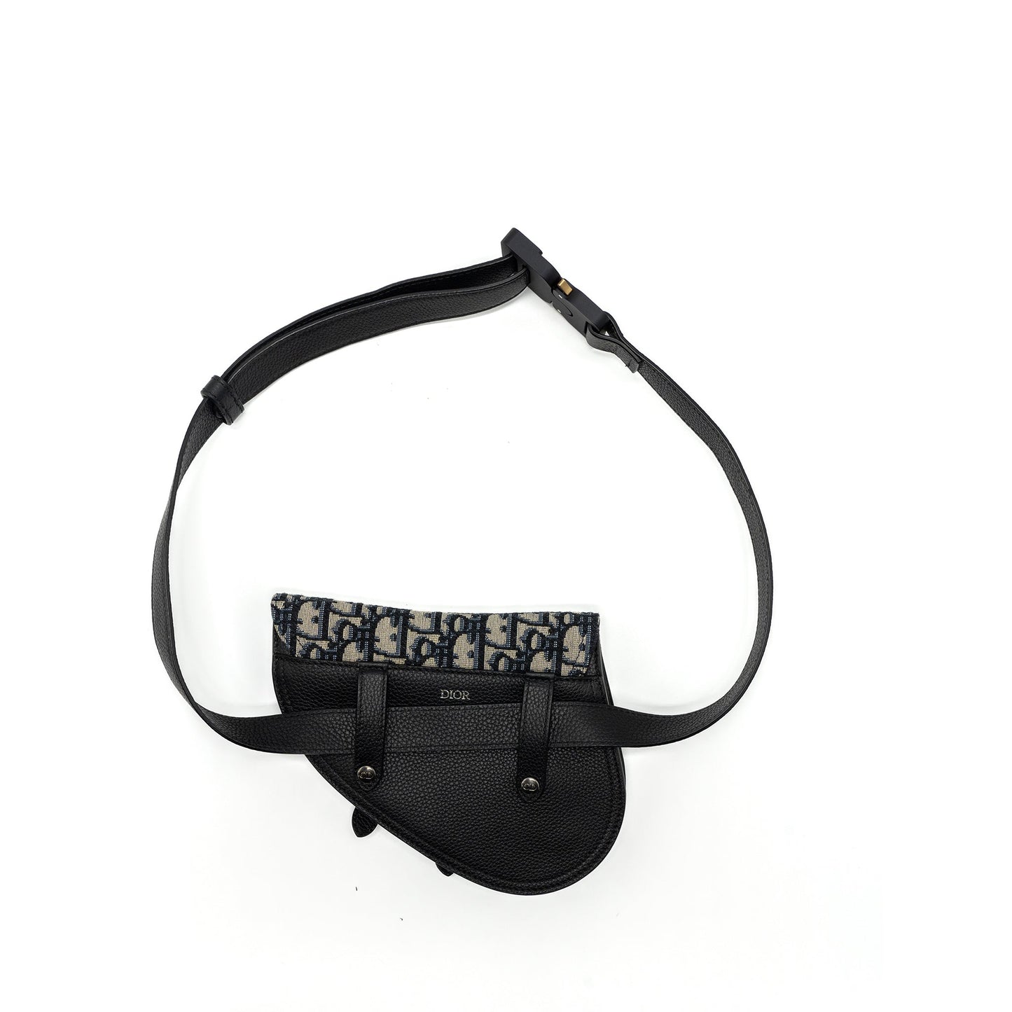 Luxury Dior saddle belt bag blue Luxury Dior oblique jacquard black hardware
