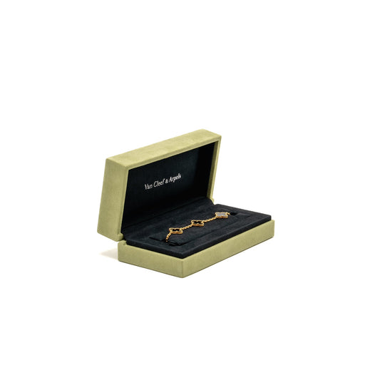 Van Cleef & Arpels Vintage Alhambra 5-Motif Bracelet Yellow Gold/ Onyx