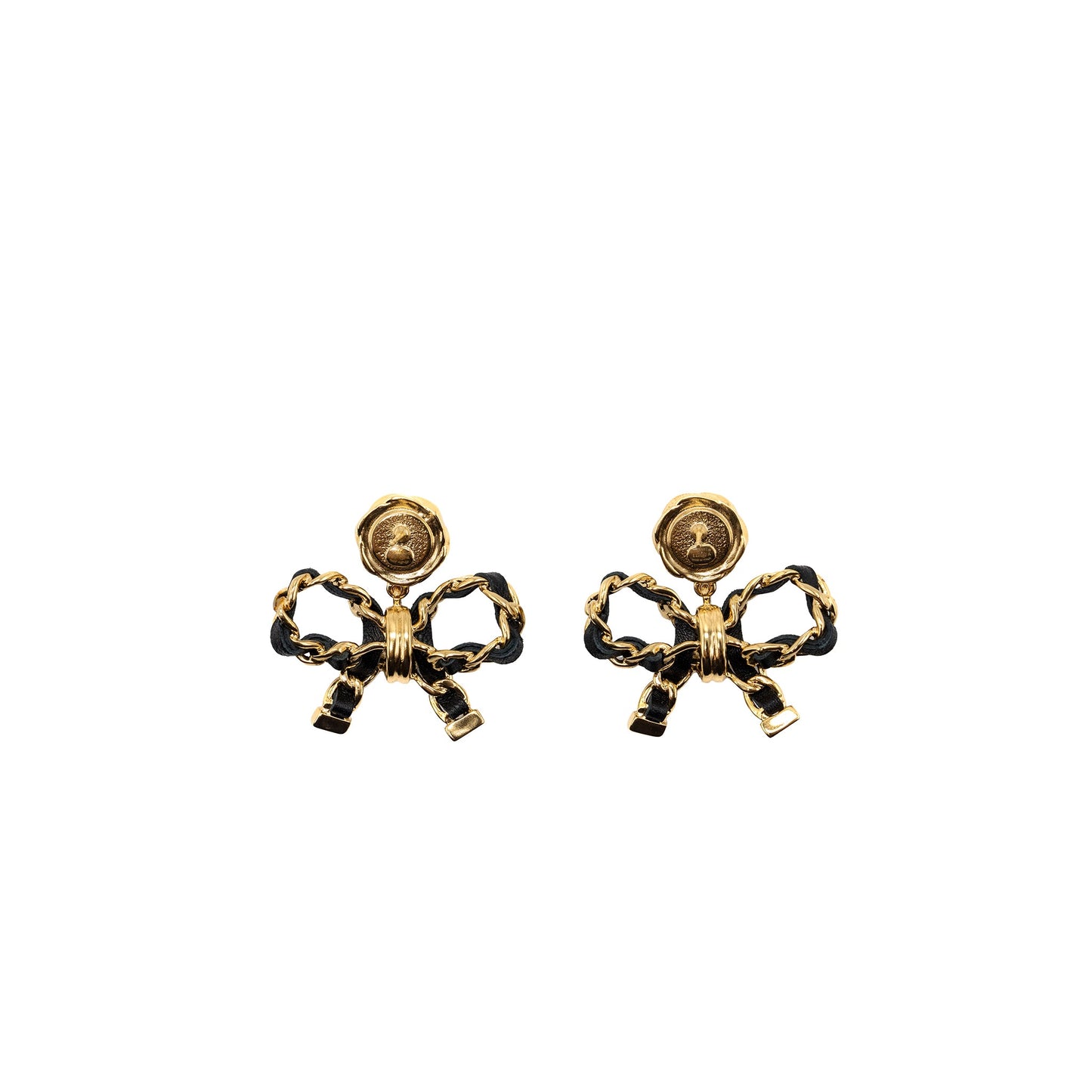 Chanel CC Logo Bow Drop Earrings Big Model LGHW