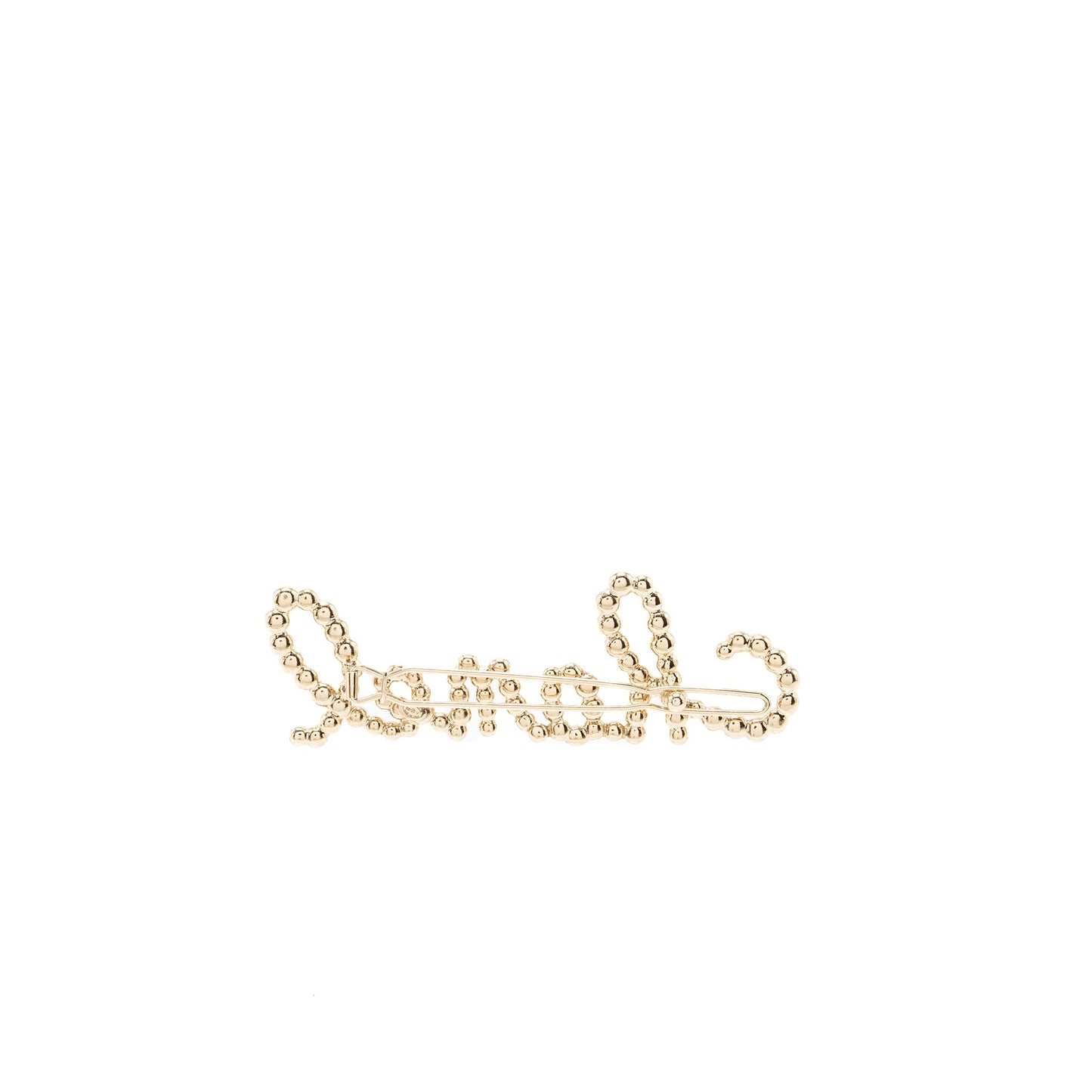 Chanel Letter crystal and pearl hair clip light gold tone