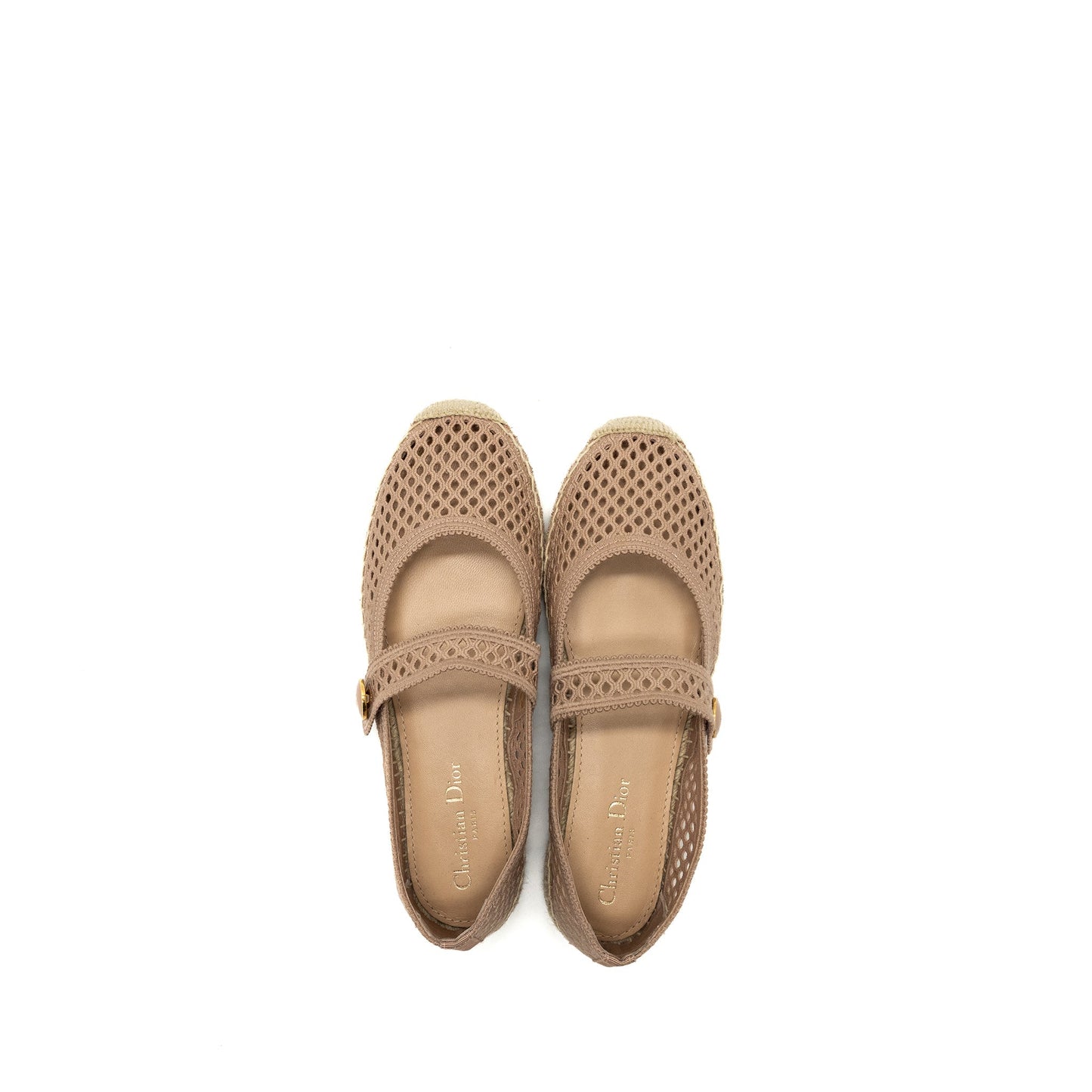 Luxury Dior Size 38 Caro espadrilles Fabric Light Pink GHW