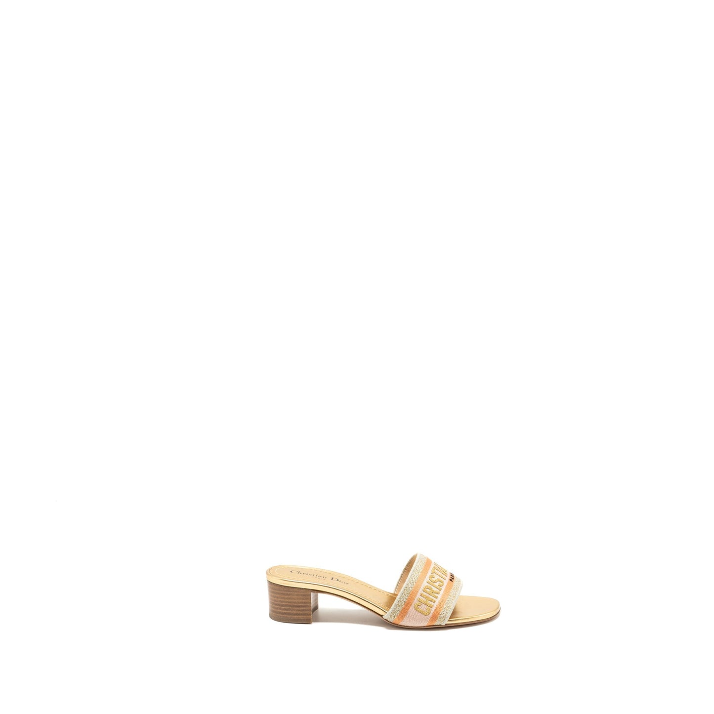 Luxury Dior Size 37.5 Sandals Embroidered Canvas Multicolour