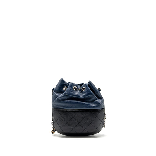 Chanel Small Bucket Bag Calfskin Navy/Black Multicolour Hardware