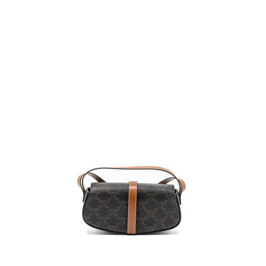 Celine Clutch On Strap Tabou Triomphe Canvas/ Calfskin Tan GHW