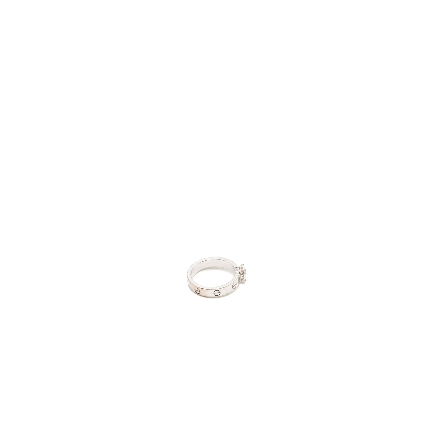 Cartier Size 55 Ring Solitaire Love White Gold Rhodium-plated 55-diamond