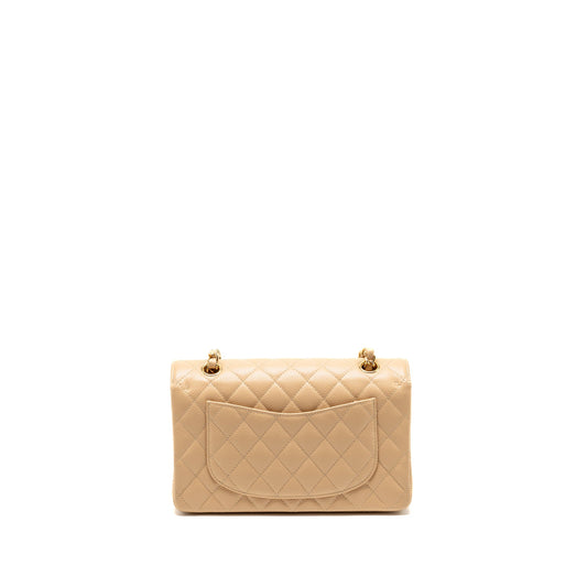 Chanel small classic double flap bag caviar beige GHW