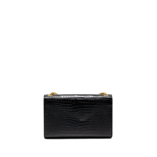 Saint Laurent/YSL Medium Kate Tassel Bag Croc-Embossed Calfskin Black GHW