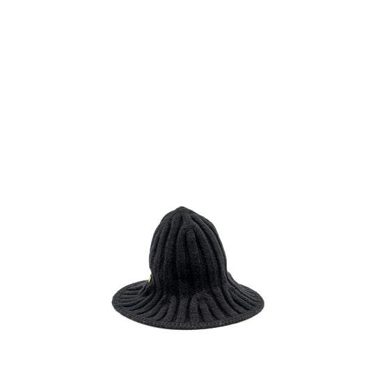 Luxury Dior Letter Logo Wire-Brimmed Beanie Wool Black