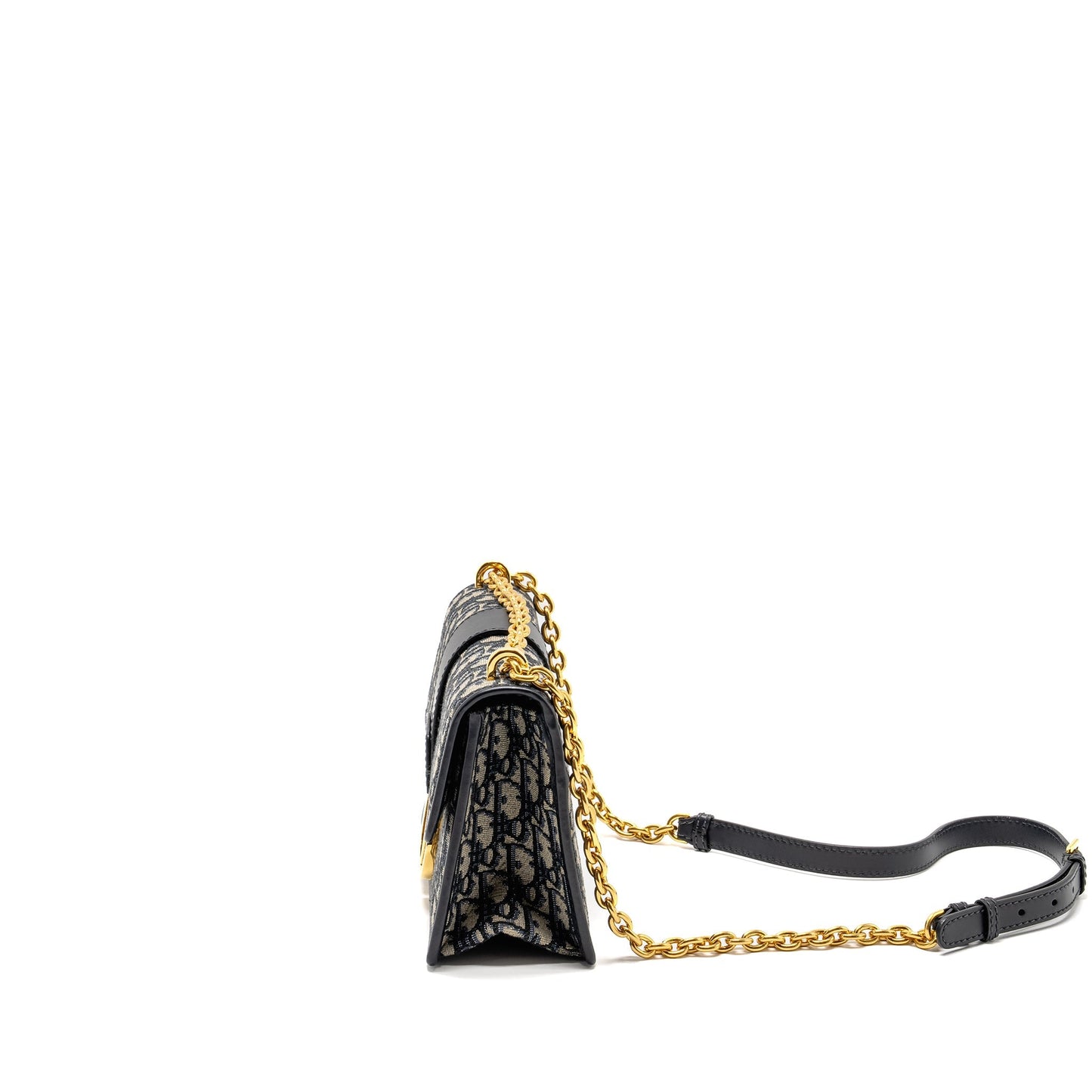 Luxury Dior 30 Montaigne Chain Bag Oblique Jacquard Blue GHW