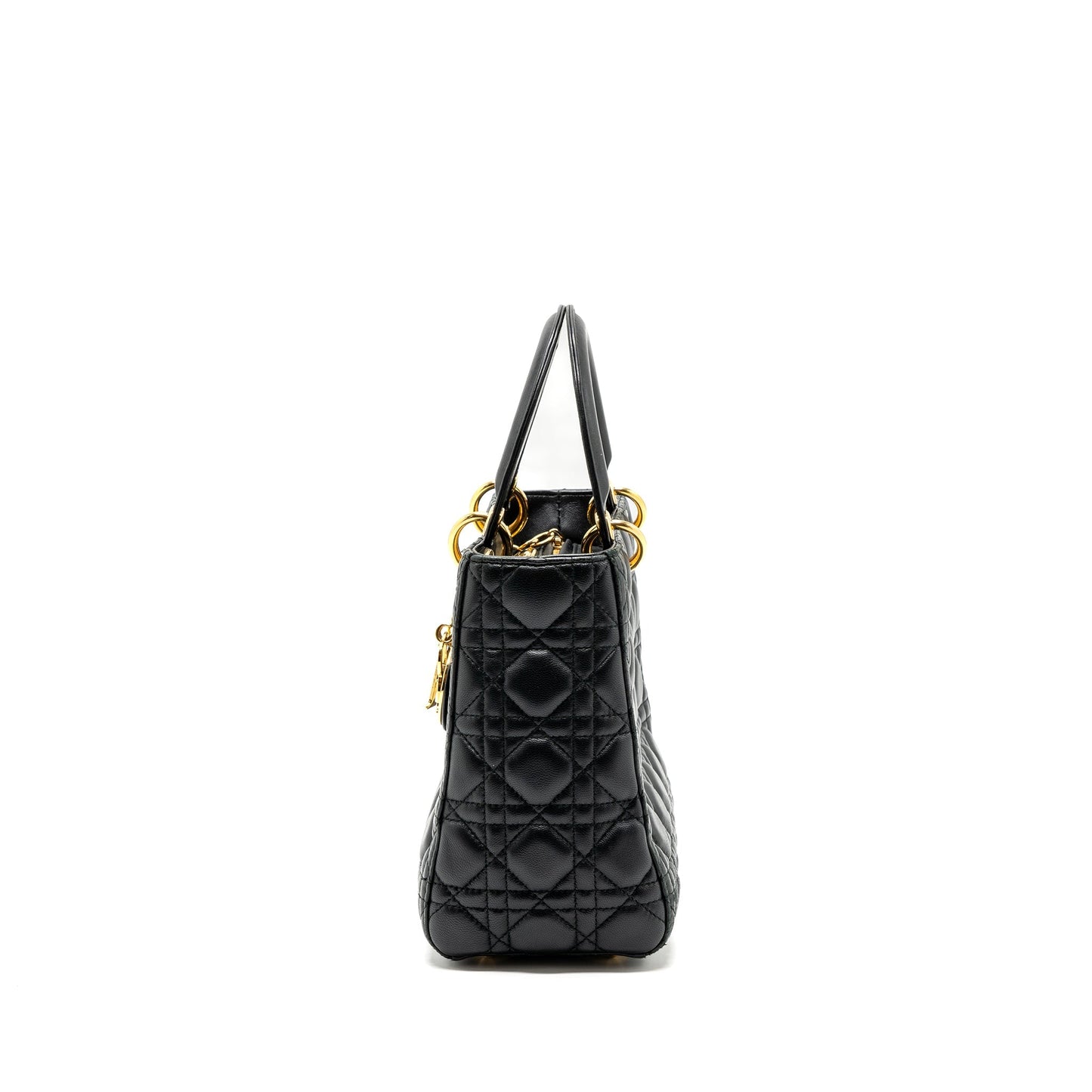 Luxury Dior Medium Lady Luxury Dior Lambskin Black GHW
