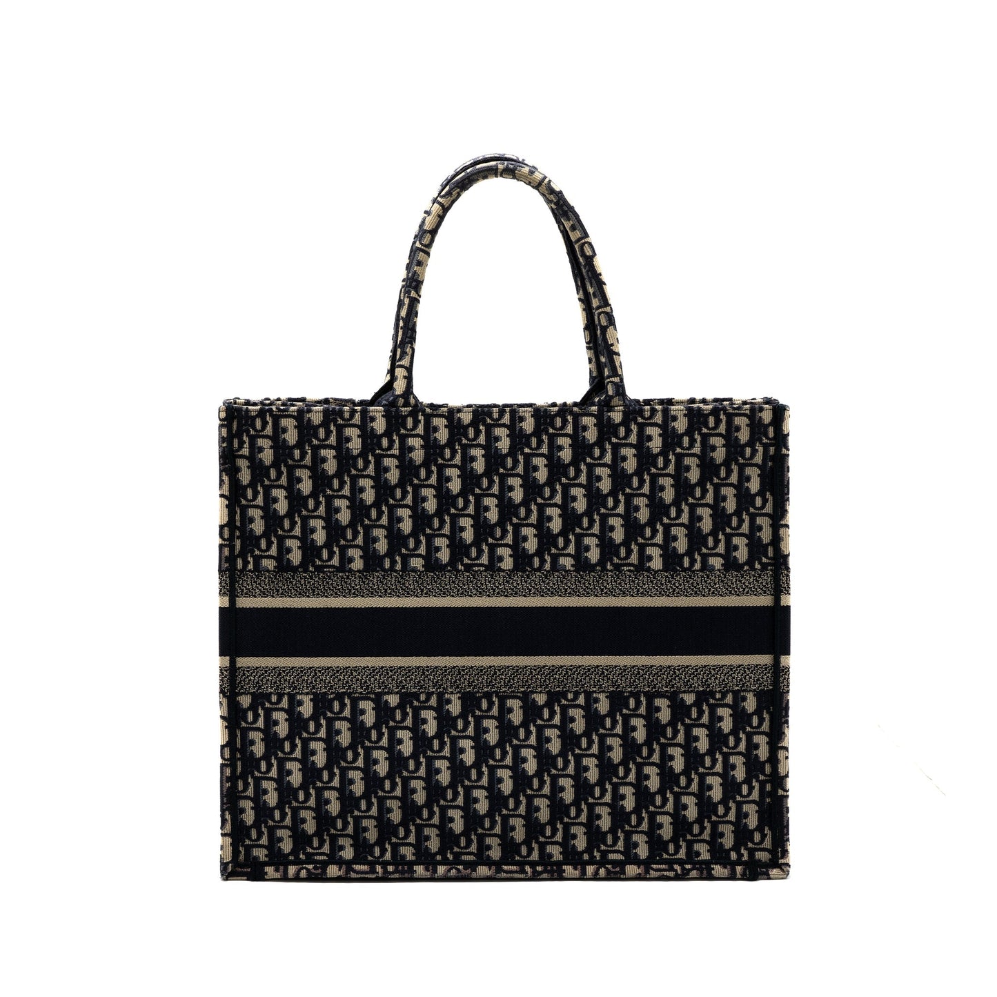 Luxury Dior Large Book Tote Blue Luxury Dior Oblique Embroidery
