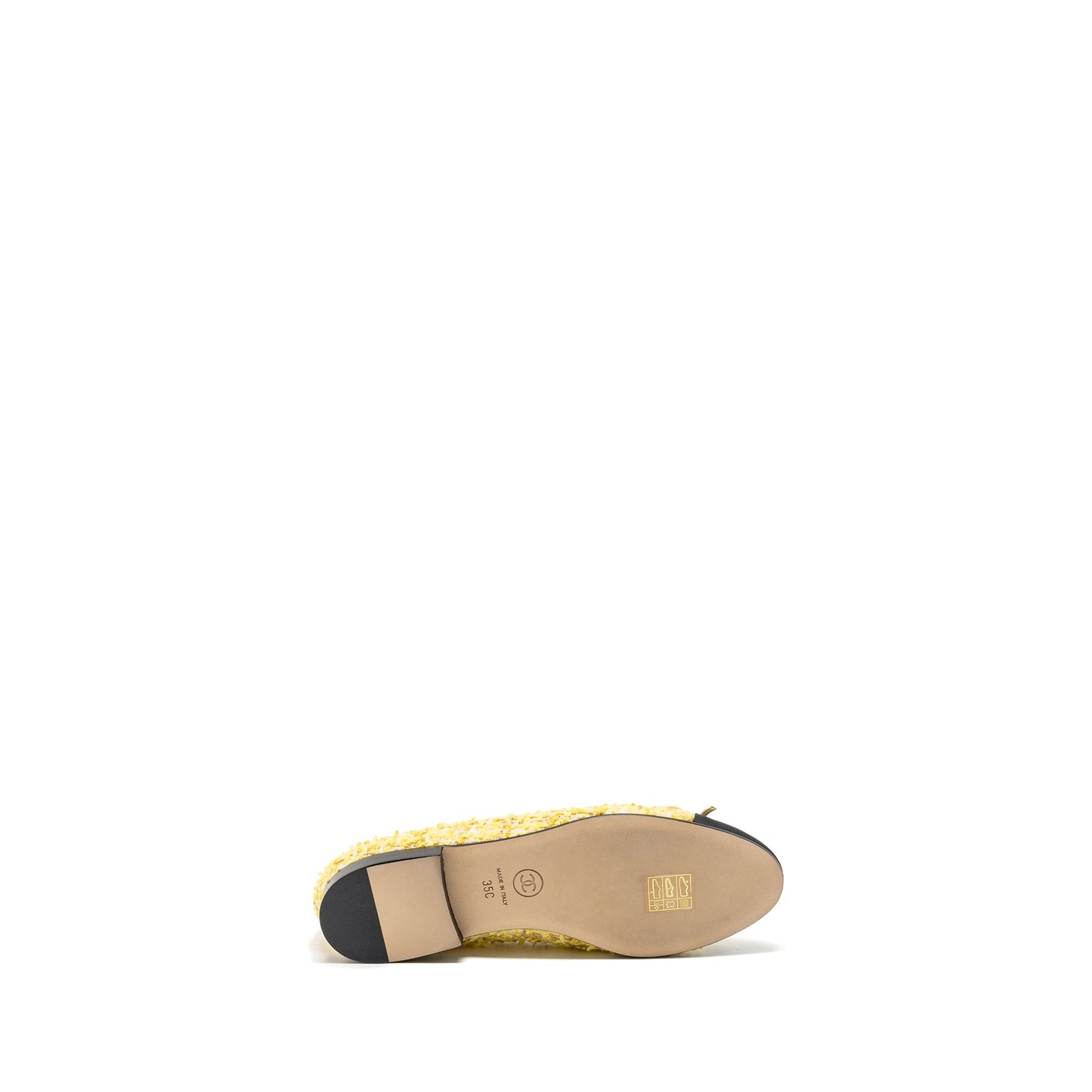 Chanel size 35 Ballerinas Flat Shoes Tweed Yellow/Black