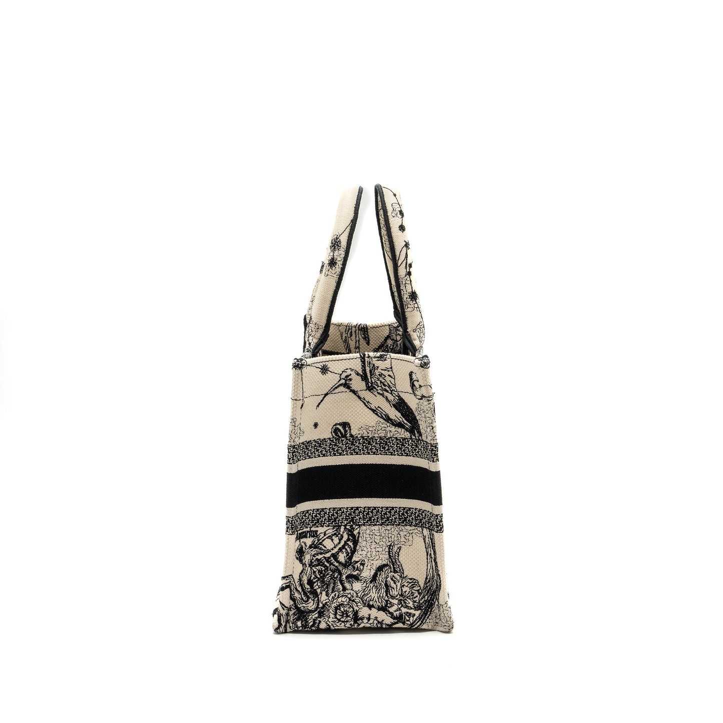 Luxury Dior Small Book Tote Latte/Black Toile De Jouy Zodiac Embroidery