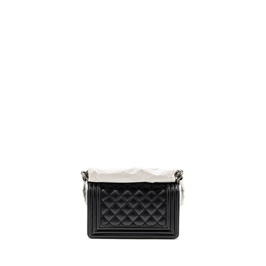 Chanel Small Boy Bag Caviar BLACK Ruthenium SHW (Microchip)