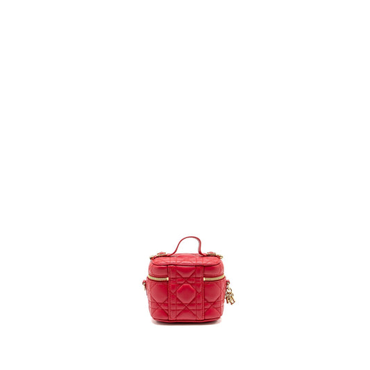 Luxury Dior Micro Lady Luxury Dior Vanity Case Lambskin Red LGHW