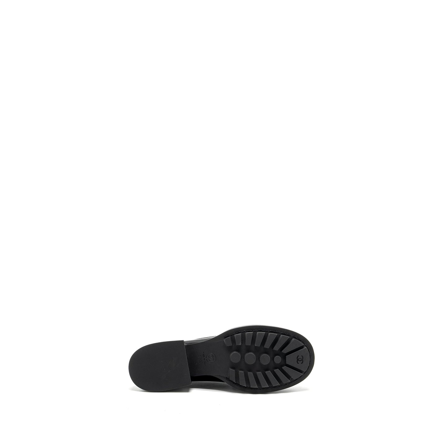 Chanel Size 38.5 CC Logo With Pearl Loafer Patent Black GHW