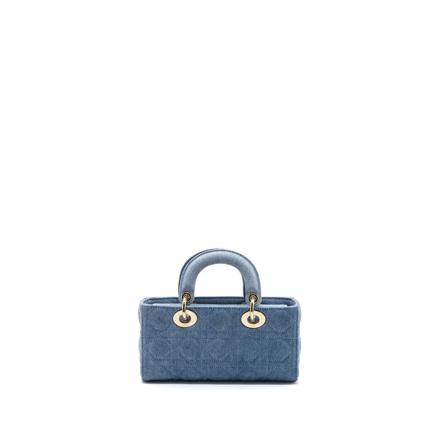 Luxury Dior SMALL LADY D-JOY BAG MACROCANNAGE DENIM BLUE LGHW