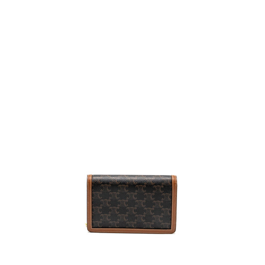 Celine Wallet on Chain Margo Triomphe Canvas/Calfskin Tan GHW