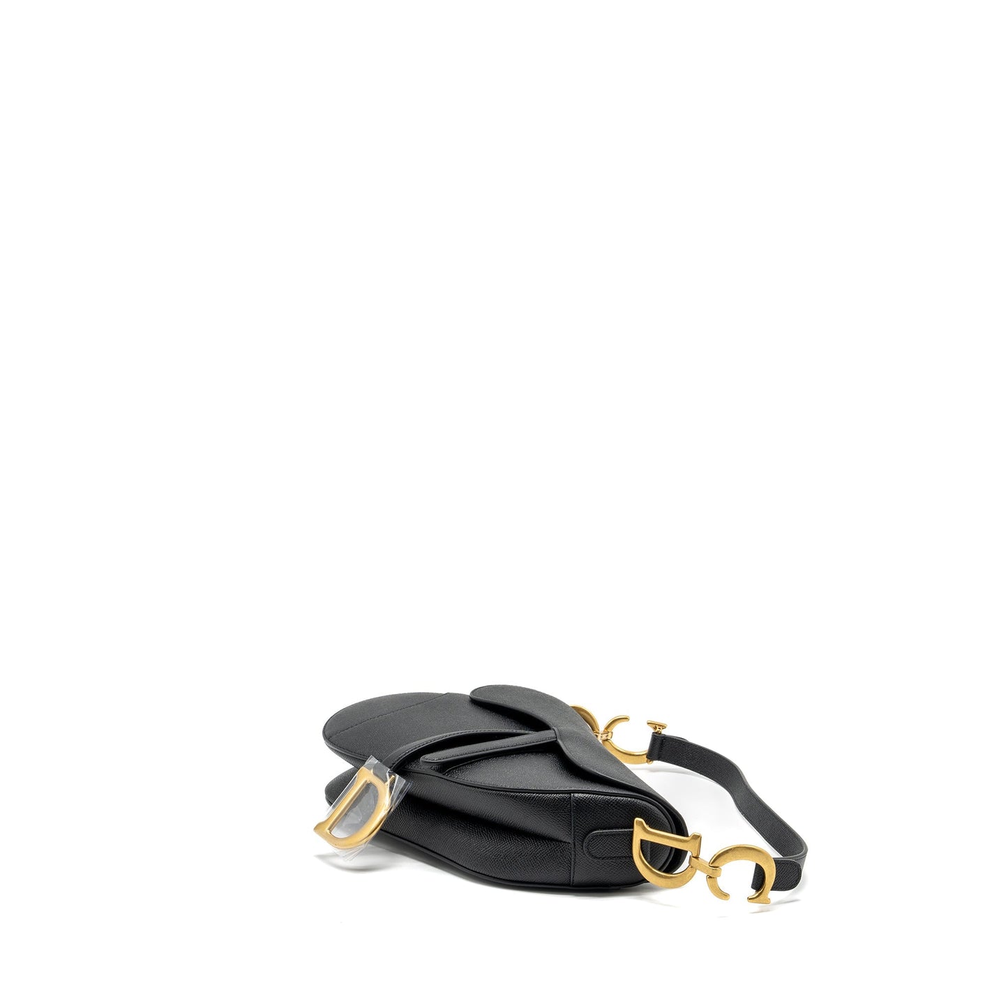 Luxury Dior Medium Saddle Bag with Strap Calfskin Black GHW