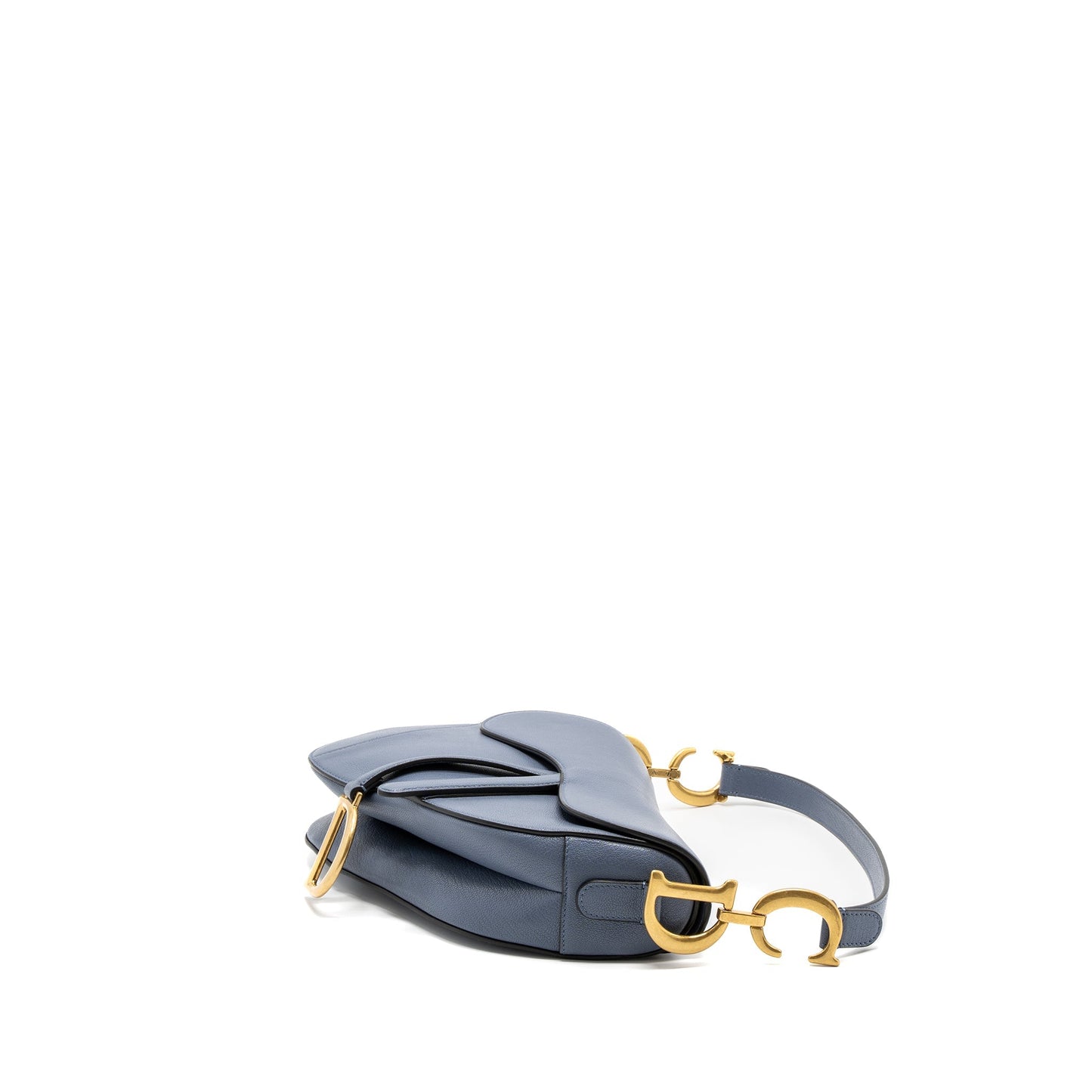 Luxury Dior medium saddle bag goat skin light blue GHW