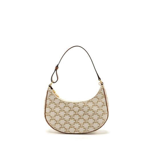 Celine Ava Bag Triomphe Canvas/ Calfskin White GHW