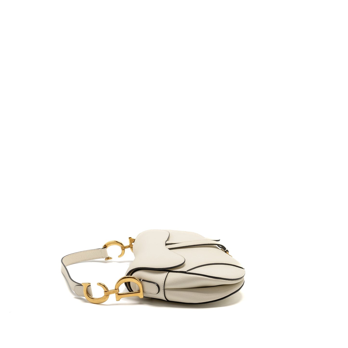 Luxury Dior Medium Saddle Bag Calfskin White GHW