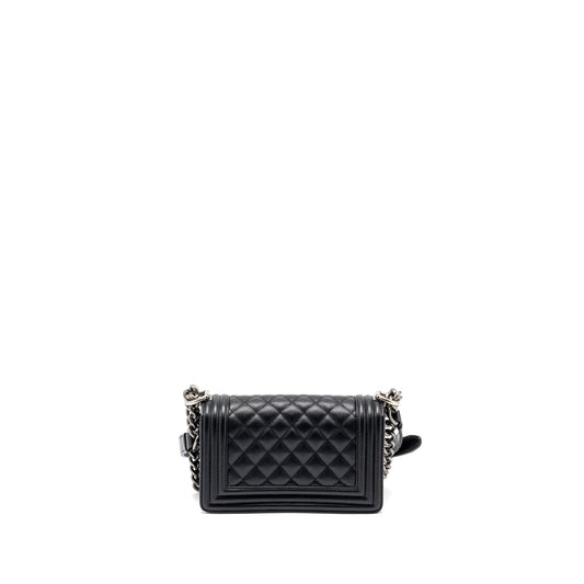 Chanel Small Boy Bag Caviar Black Ruthenium Hardware (Microchip)